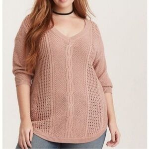 Torrid Women's Soft Pink V-Neck Sweater Size 00